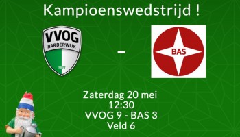 Kom de Heren van het 9e supporten in hun kampioenswedstrijd zaterdag 20 mei om 12:30 uur